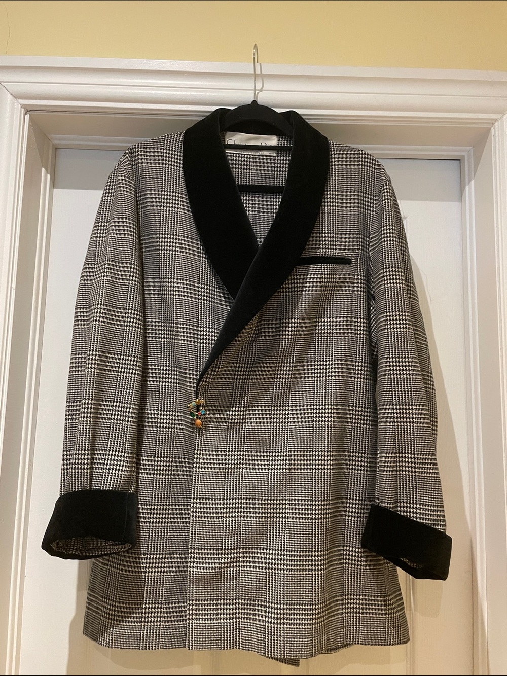 Dior Archive Robe/ Blazer Black and White Glen Plaid Dark Academia Dandy